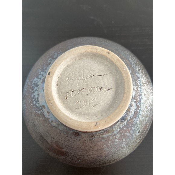 Studio Pottery Signed Iridescent Glaze Soup Bowl 2012 Handcrafted Ceramic Art - Picture 2 of 5